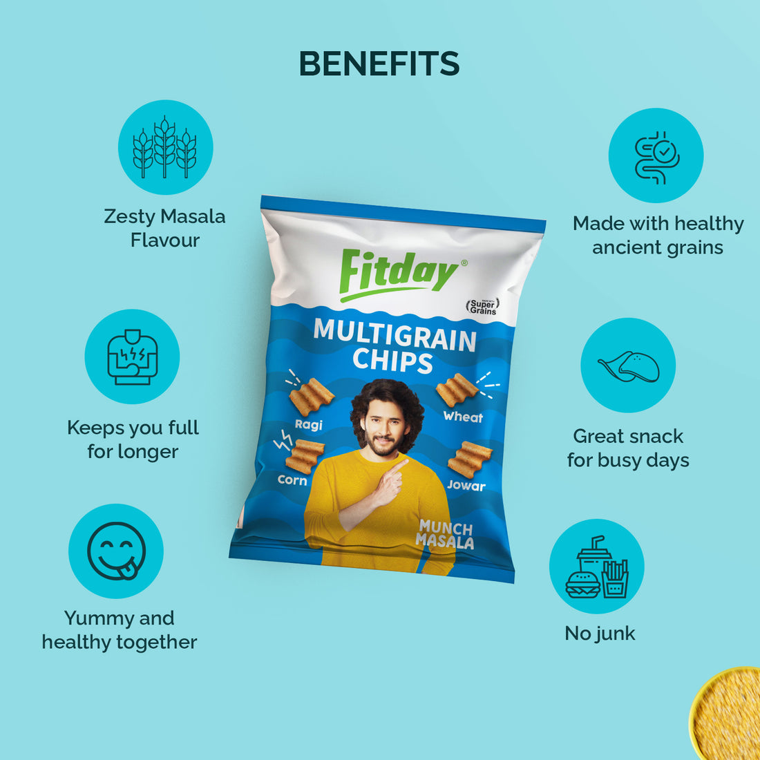 Fitday Multigrain Chips - Munch Masala (50 GM)