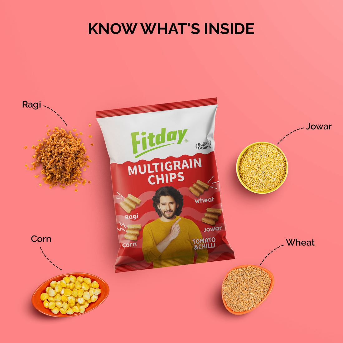 Fitday Multigrain Chips - Tomato & Chilli (35 GM)