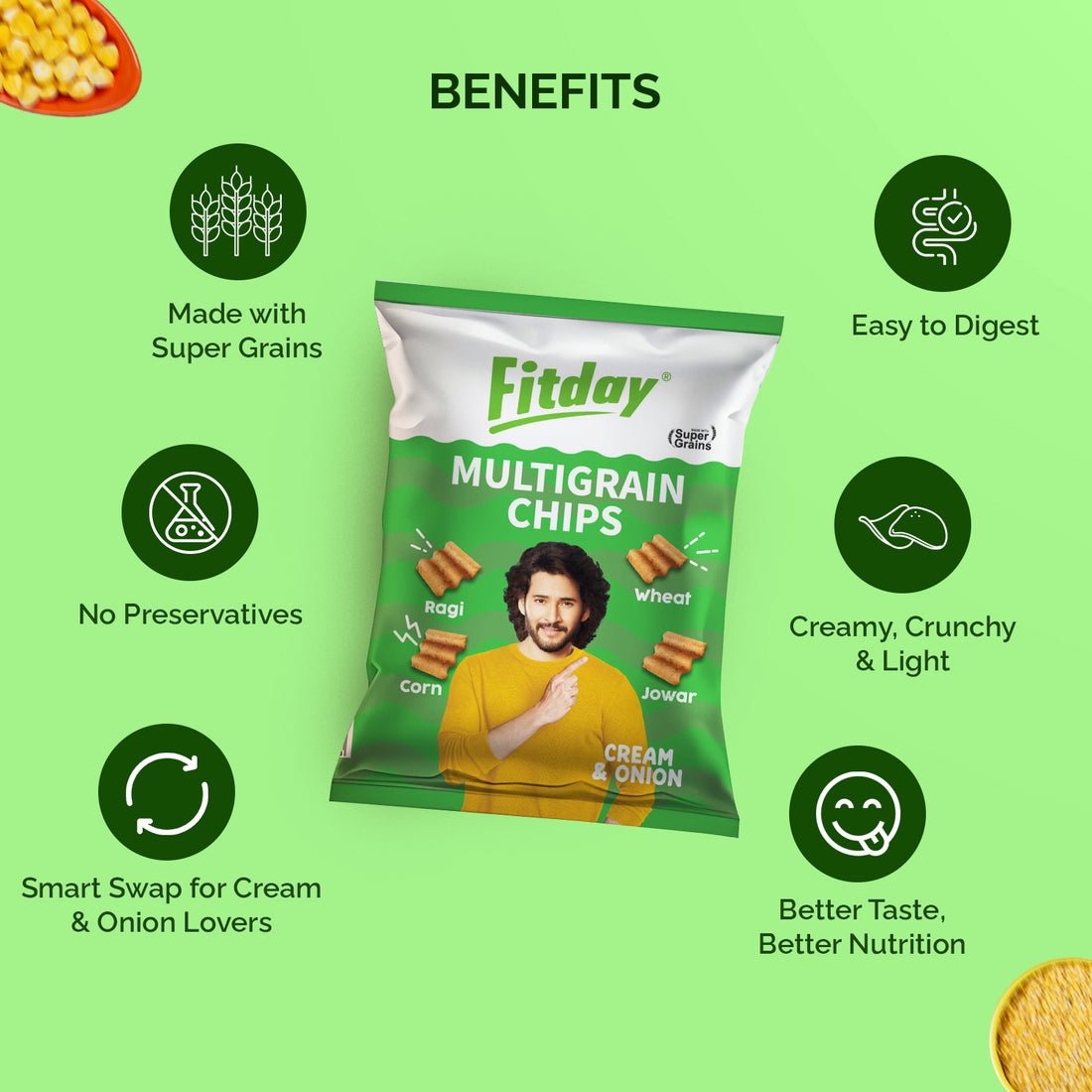 Fitday Multigrain Chips - Cream & Onion