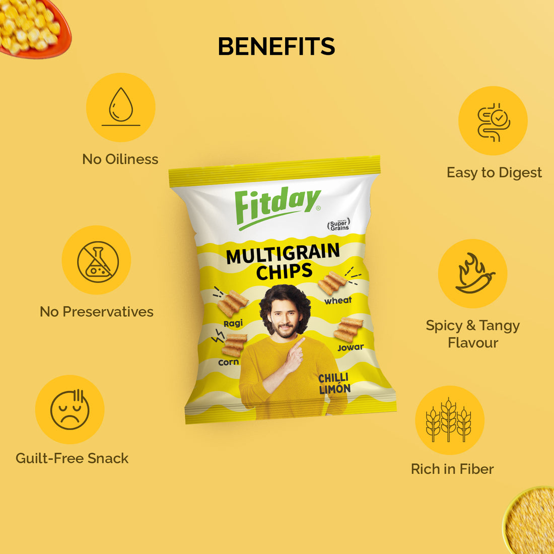 Fitday Multigrain Chips - Chilli & Limon (Pack Of 15)