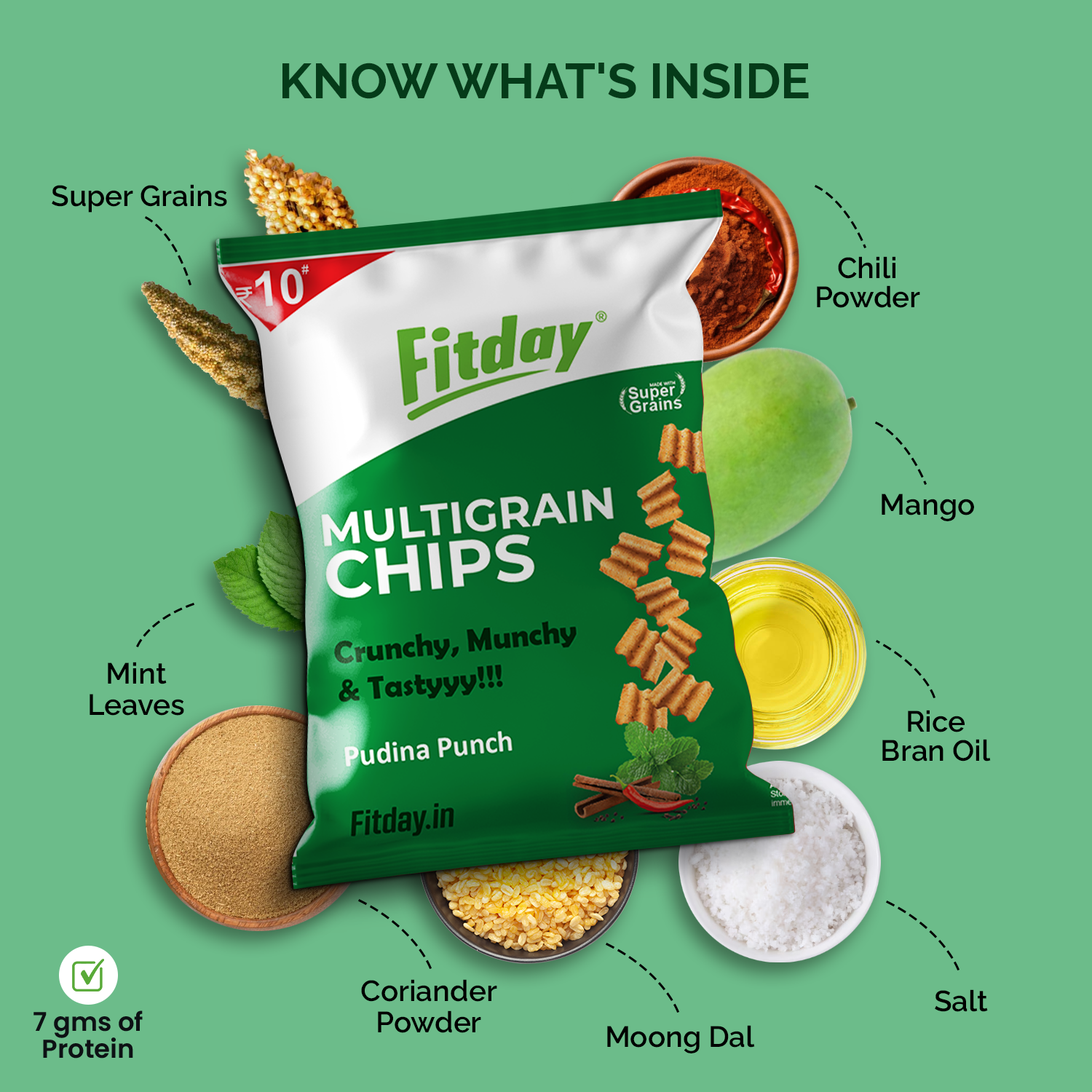 Fitday Multigrain Chips - Pudina Punch