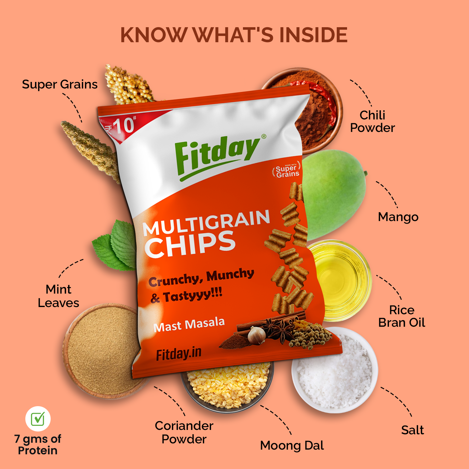 Fitday Multigrain Chips - Masala Masti