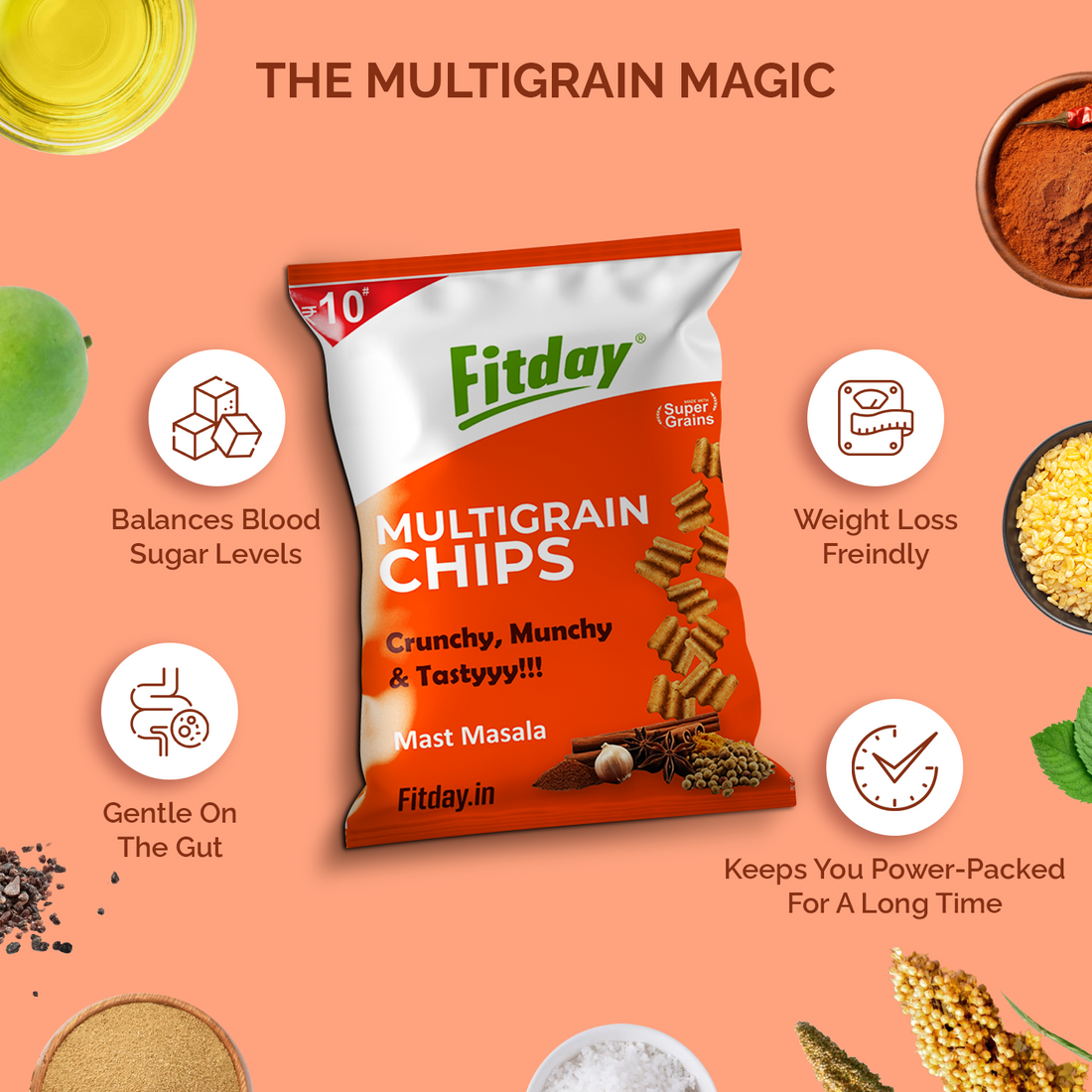 Fitday Multigrain Chips - Masala Masti