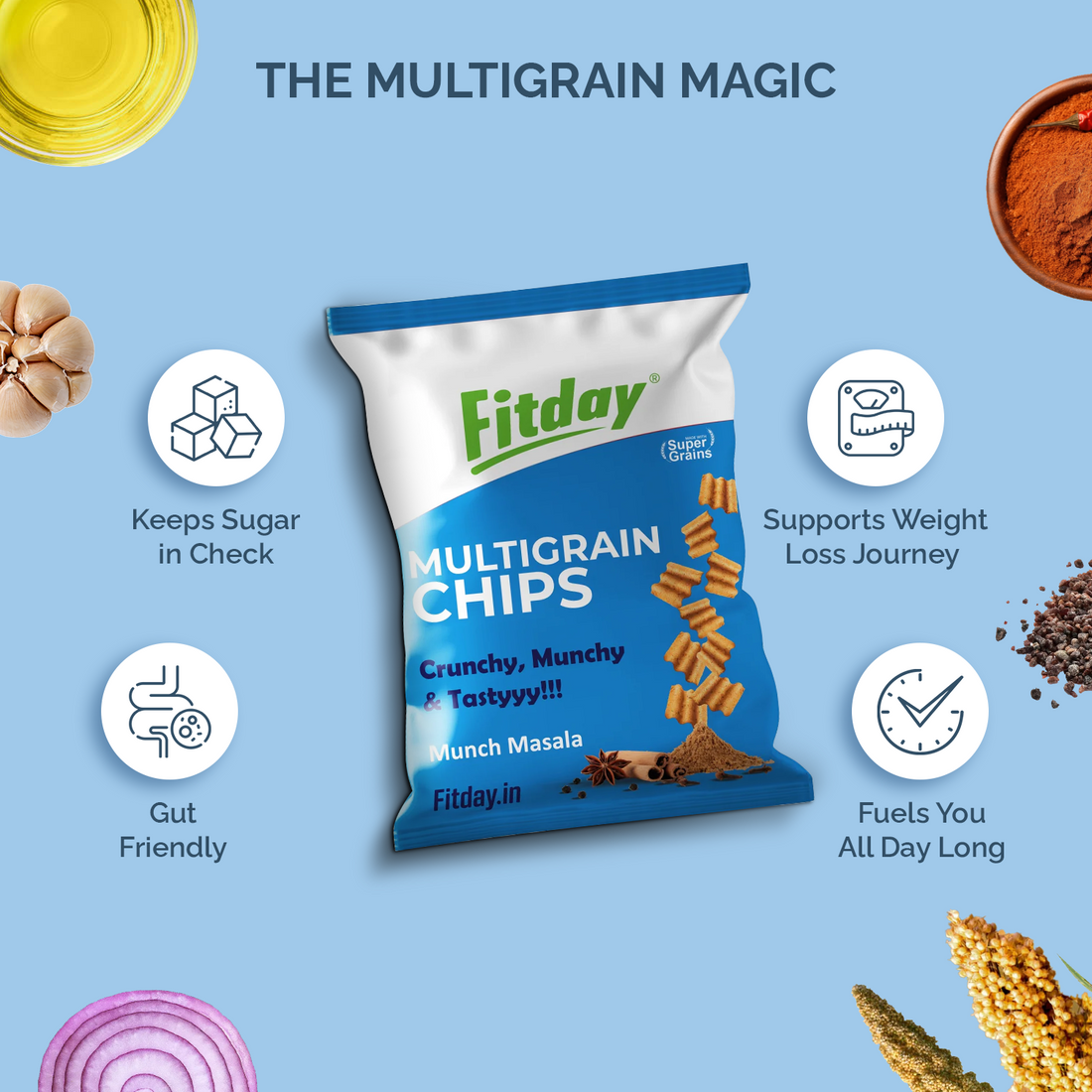 Fitday Multigrain Chips - Munch Masala
