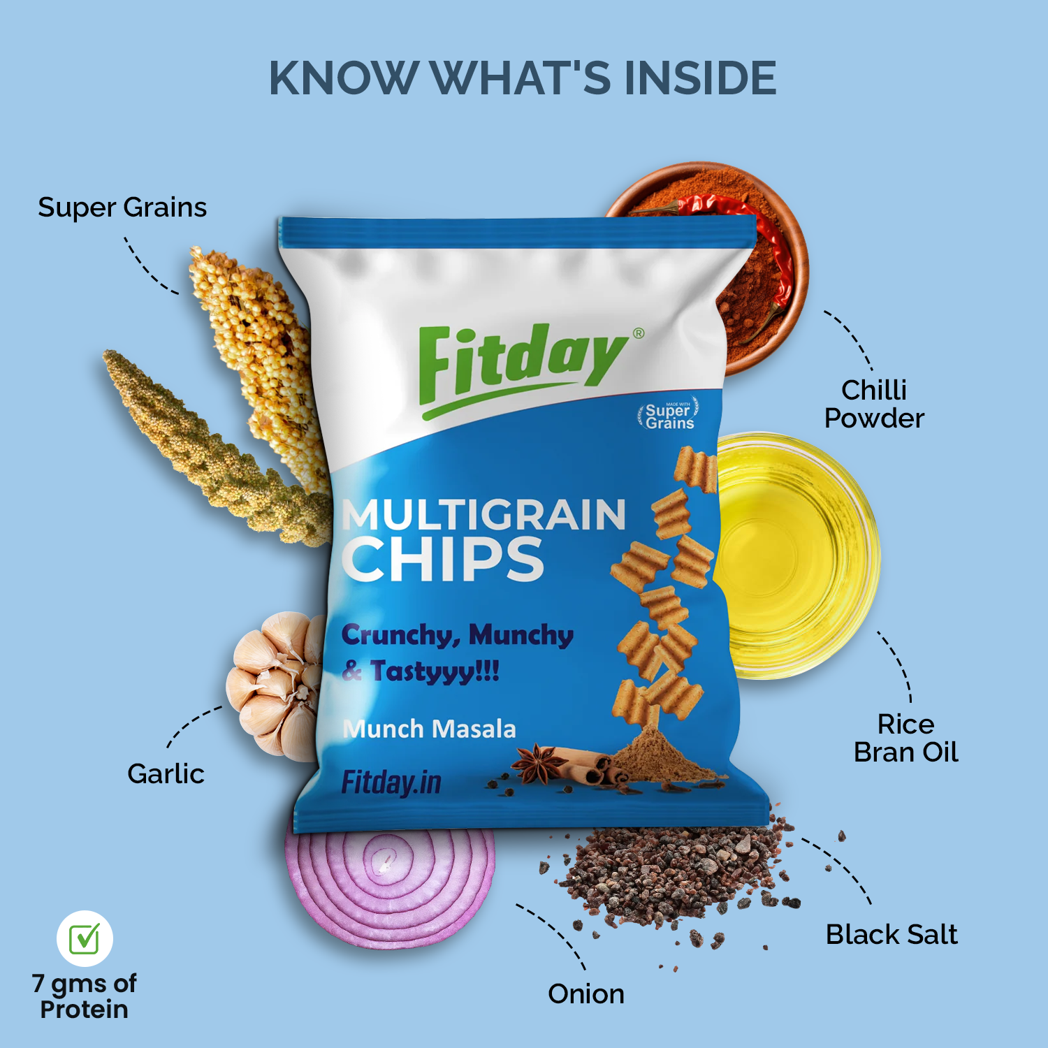 Fitday Multigrain Chips - Munch Masala