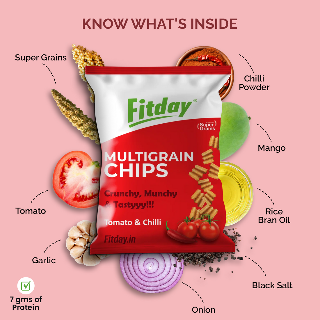 Fitday Multigrain Chips - Tomato & Chilli