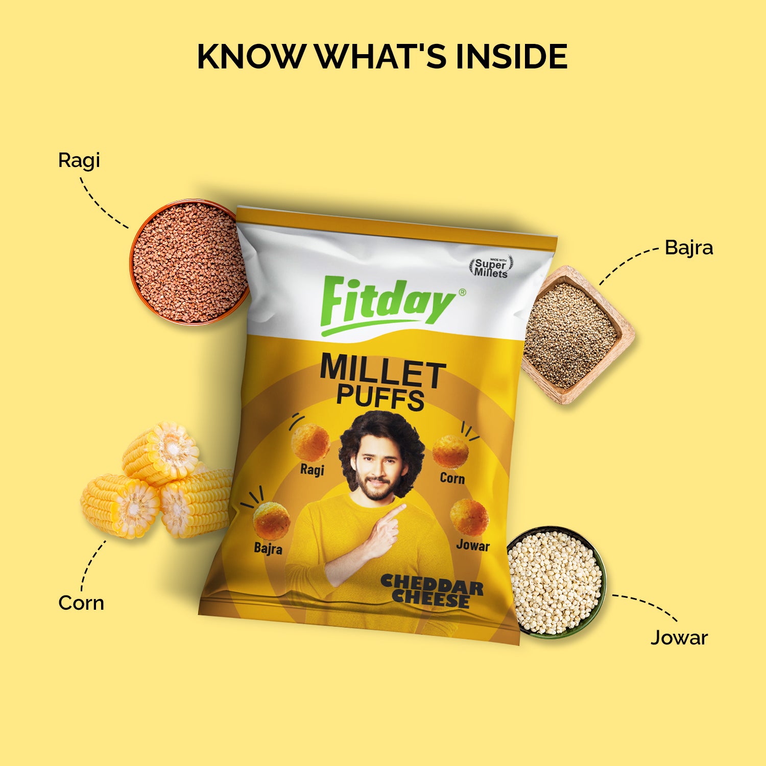 Fitday Millet Puffs - Cheddar Cheese