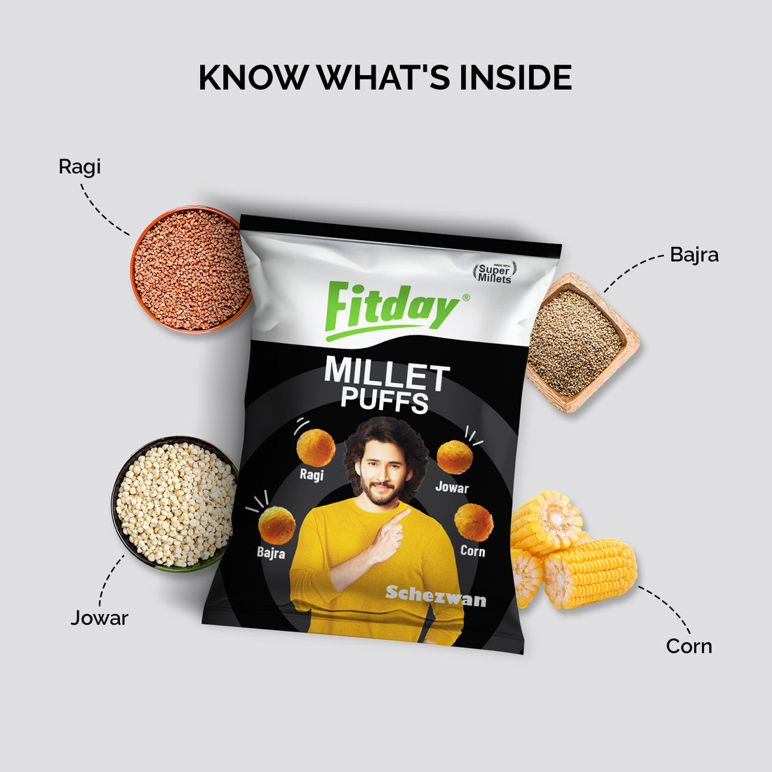 Fitday Millet Puffs - Schezwan