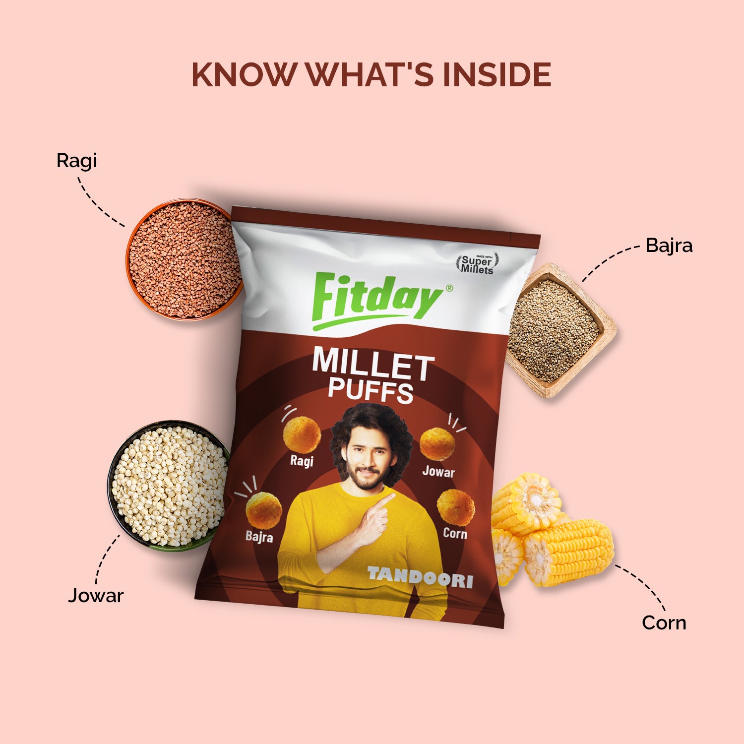 Fitday Millet Puffs - Spicy Tandoori