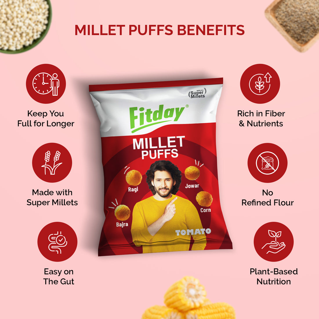 Fitday Millet Puffs - Tomato
